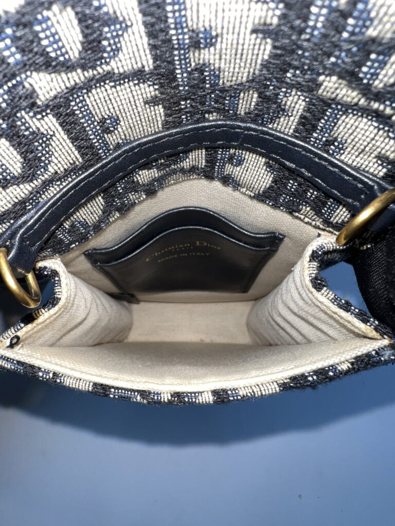 Dior Verticale Saddle Pouch Blue Dior Oblique Jacquard