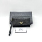 Prada Portafoglio Pattina Saffiano Nero GHW