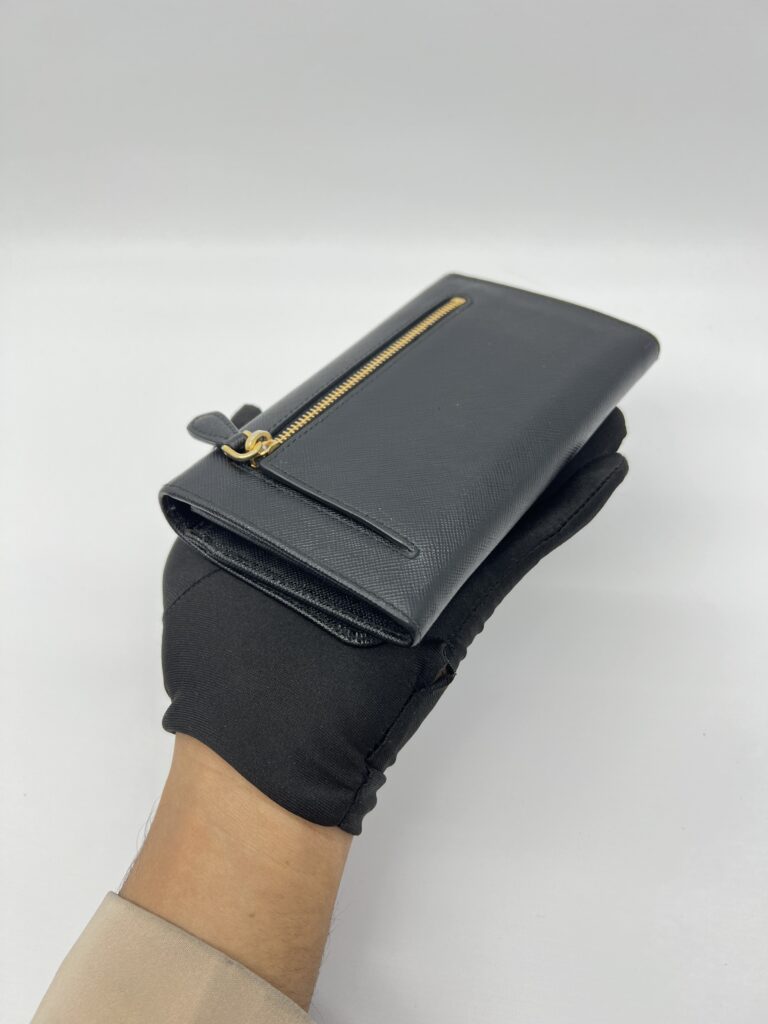 Prada Portafoglio Pattina Saffiano Nero GHW