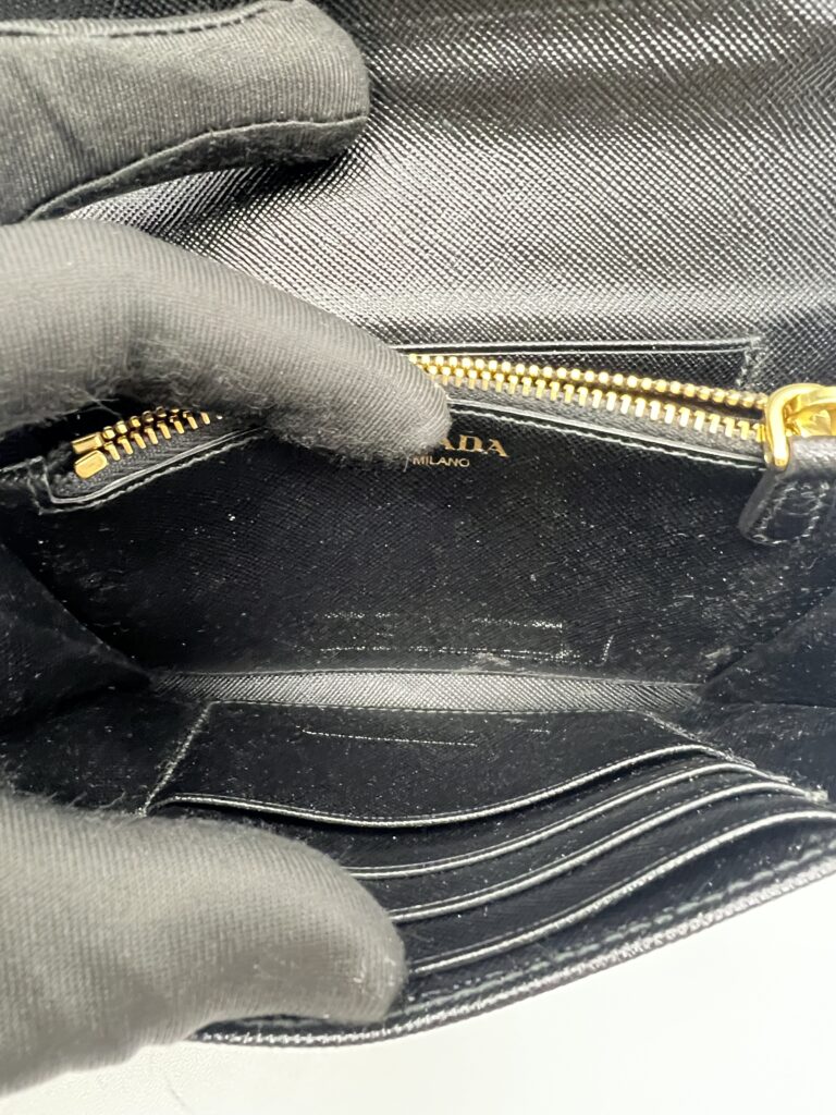 Prada Portafoglio Pattina Saffiano Nero GHW
