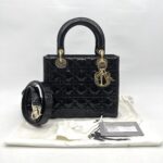 Dior Lady Dior Medium Vernis Black GHW