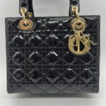 Dior Lady Dior Medium Vernis Black GHW