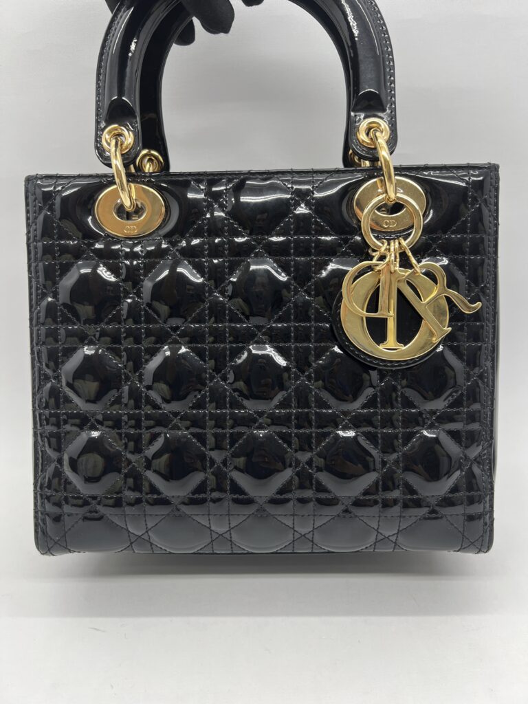 Dior Lady Dior Medium Vernis Black GHW