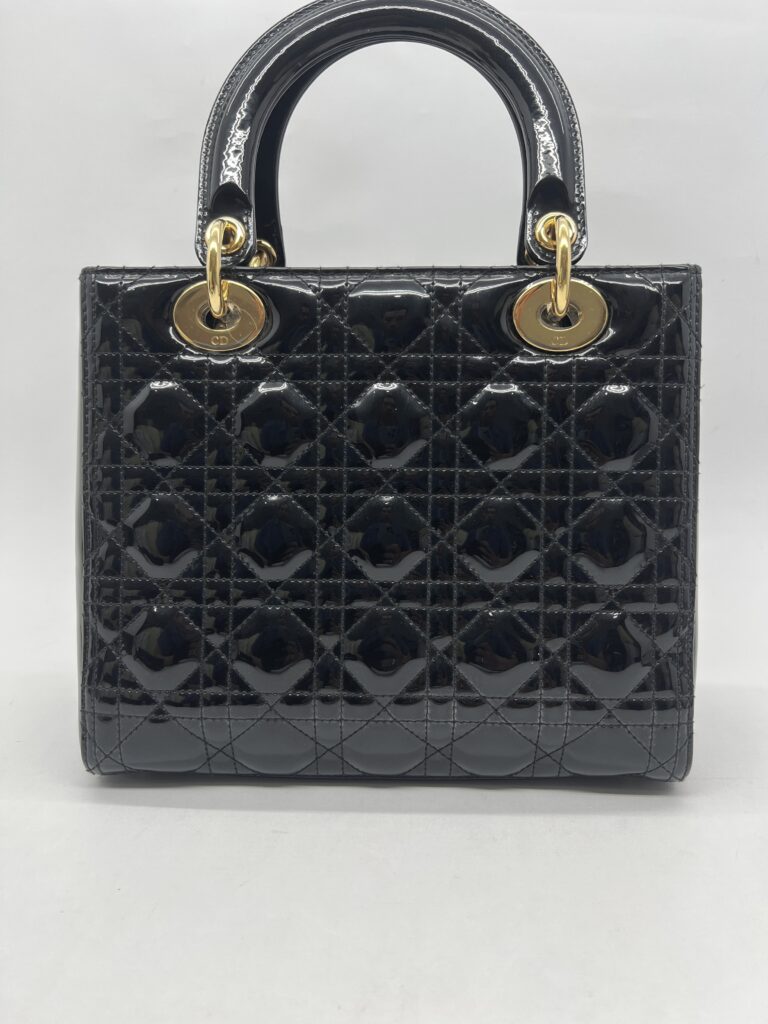 Dior Lady Dior Medium Vernis Black GHW