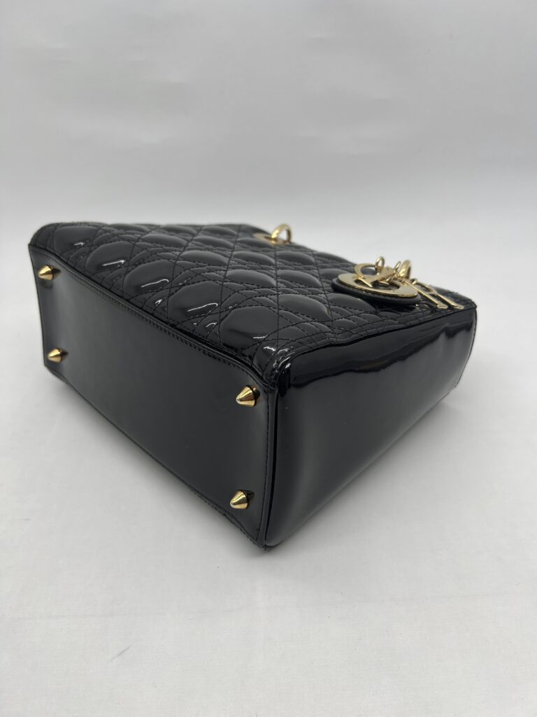 Dior Lady Dior Medium Vernis Black GHW
