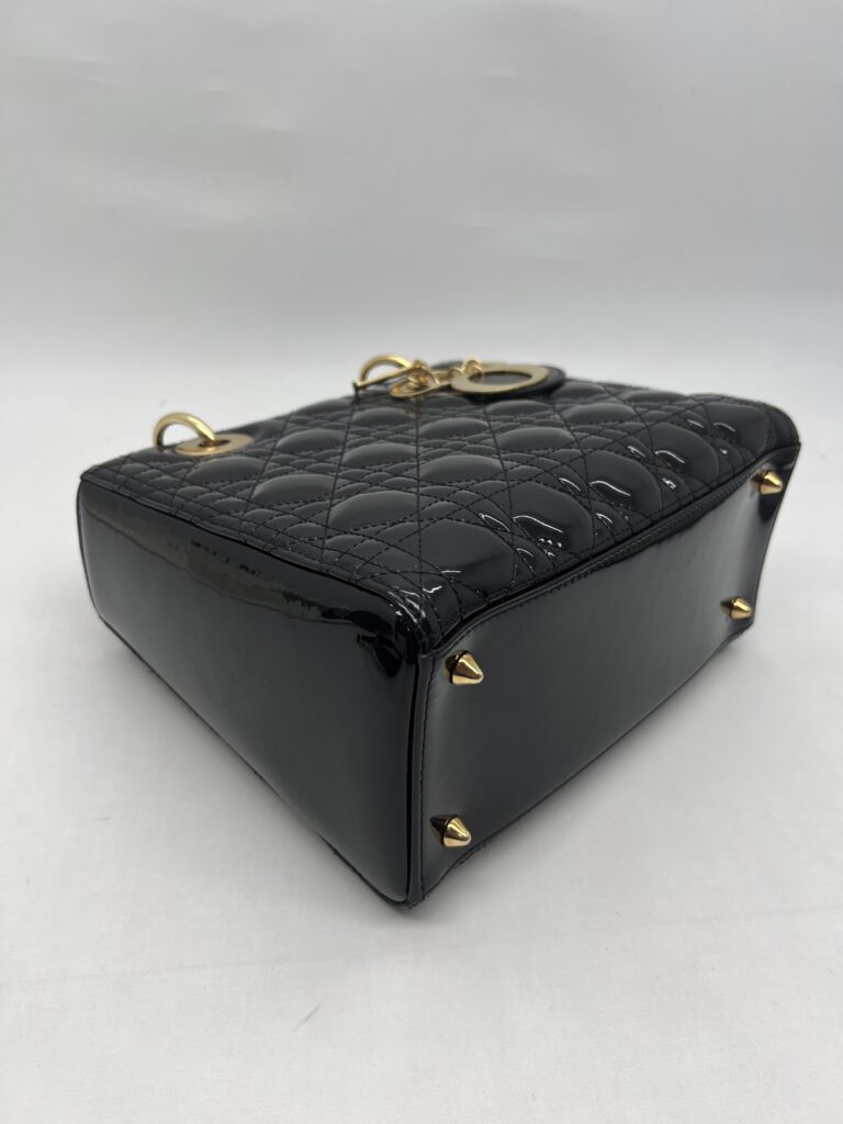 Dior Lady Dior Medium Vernis Black GHW