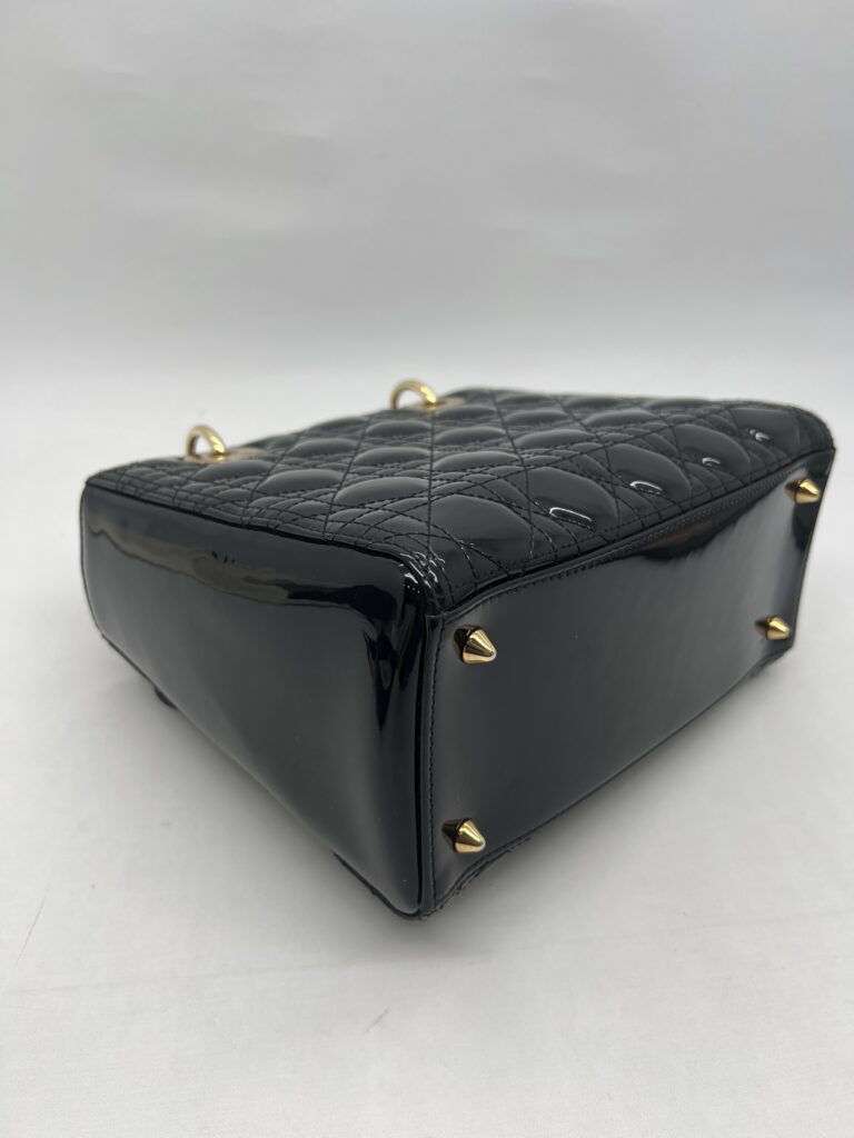 Dior Lady Dior Medium Vernis Black GHW