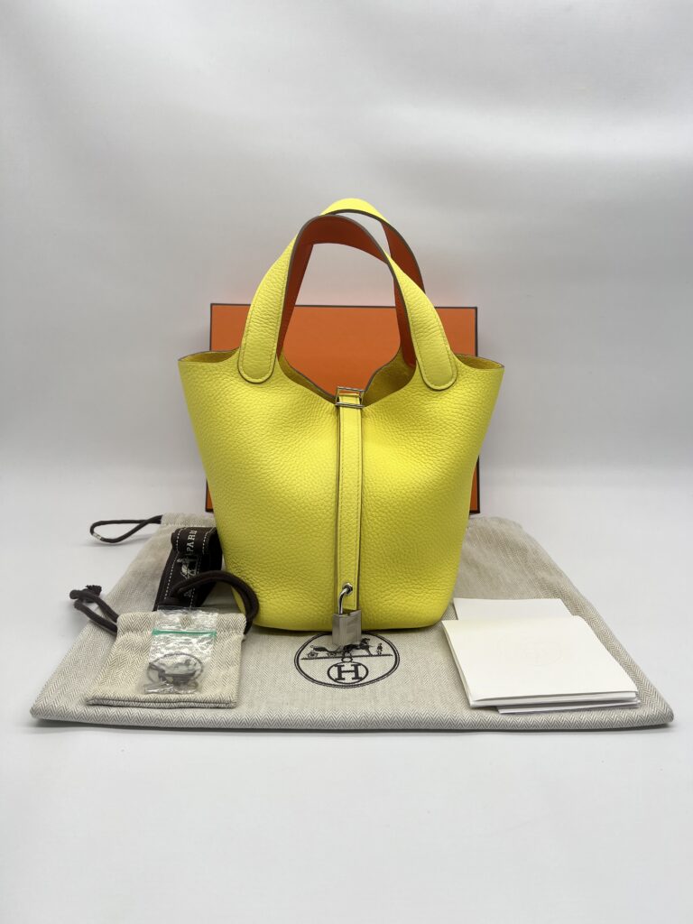 Hermes Picotin 18 Clemence Limoncello/Orange Minium PHW