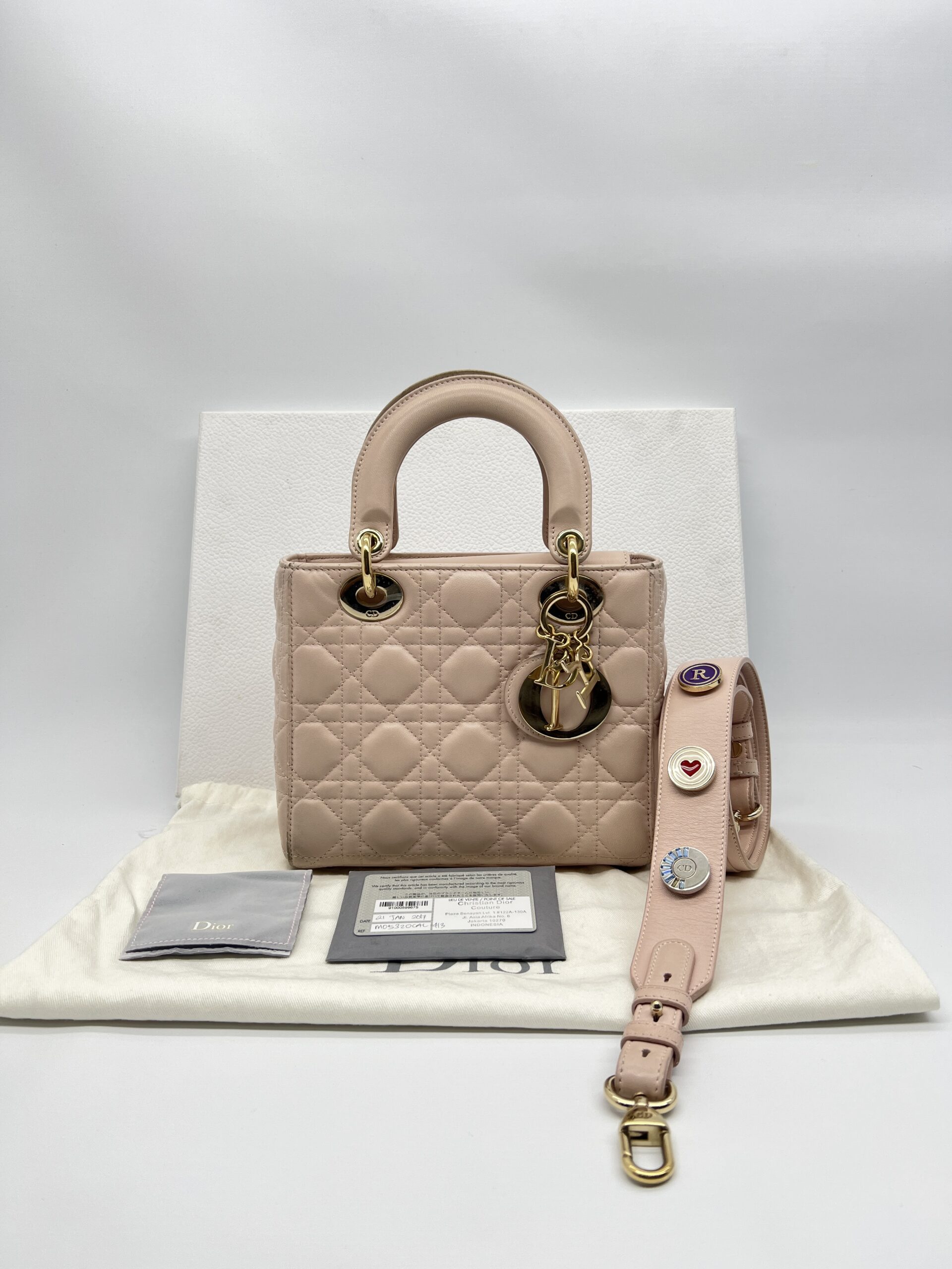 Dior lady Dior Small Lambskin Powder Pink GHW
