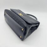 Chanel Coco Handle Medium Chevron Navy GHW