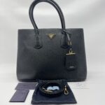 Prada Tote Bag Handle Saffiano Cuir Black GHW