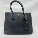 Prada Tote Bag Handle Saffiano Cuir Black GHW