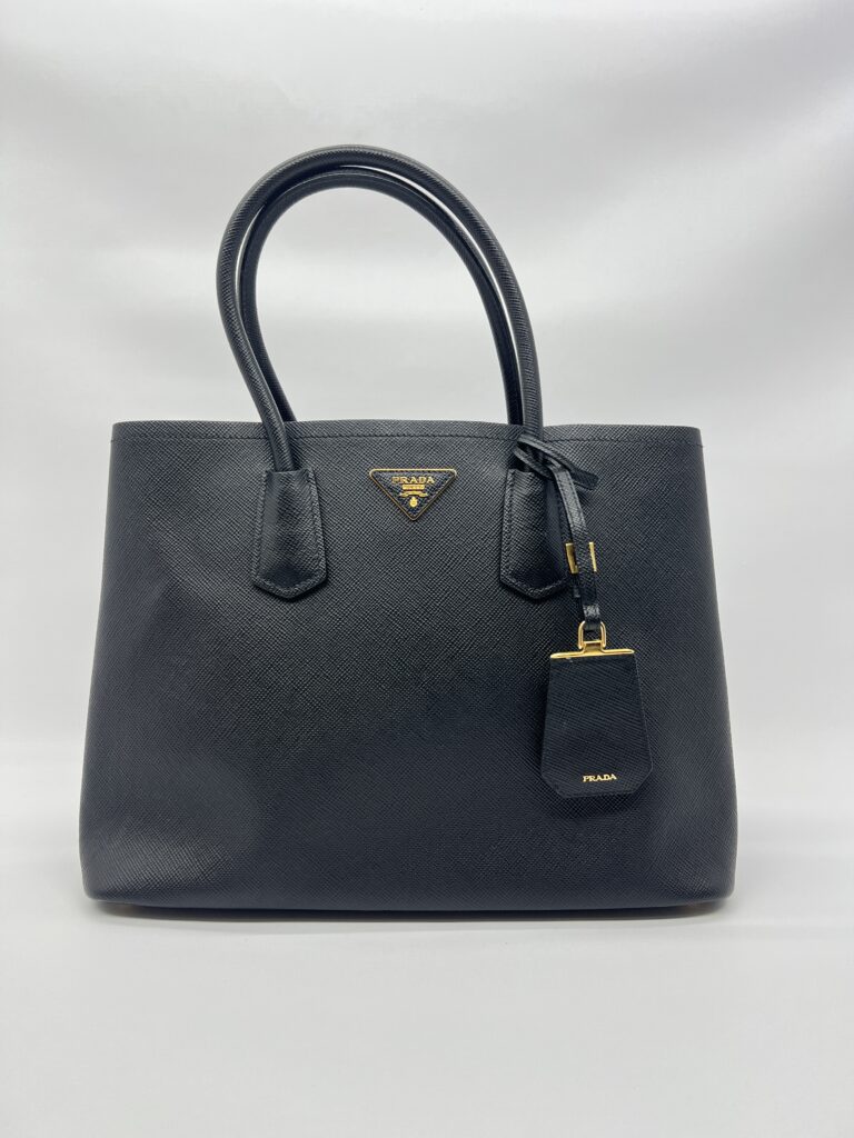 Prada Tote Bag Handle Saffiano Cuir Black GHW