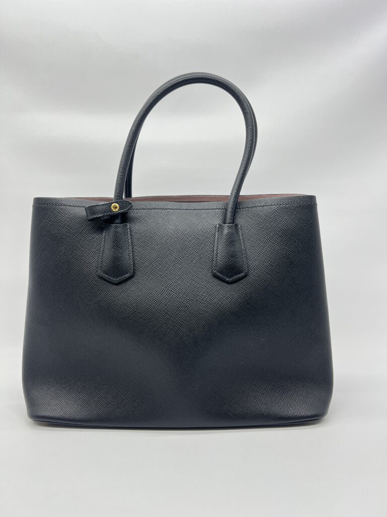 Prada Tote Bag Handle Saffiano Cuir Black GHW