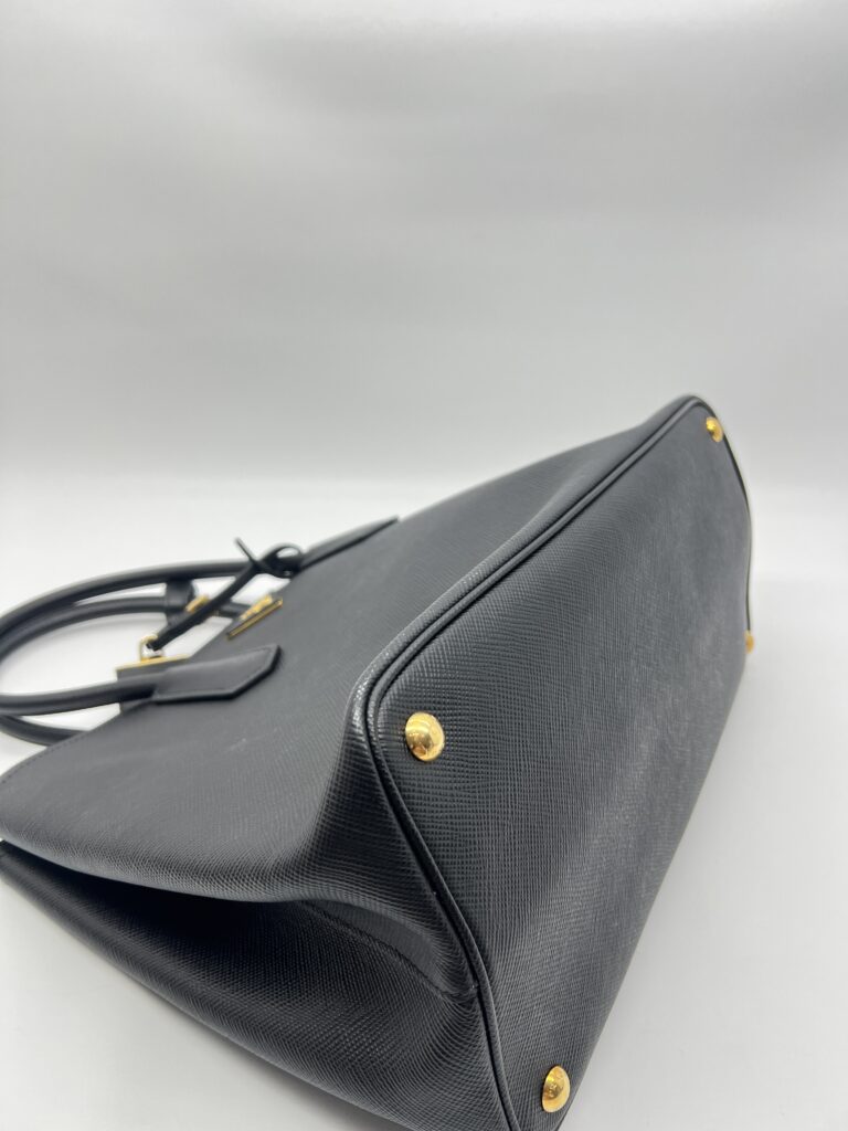 Prada Tote Bag Handle Saffiano Cuir Black GHW