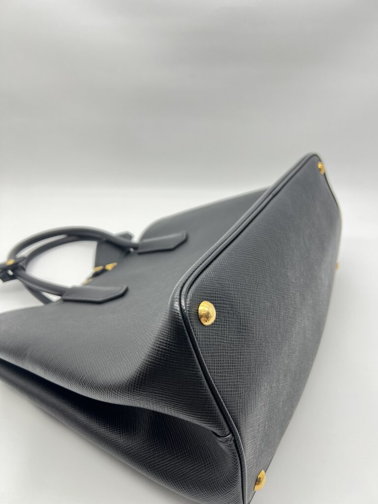 Prada Tote Bag Handle Saffiano Cuir Black GHW