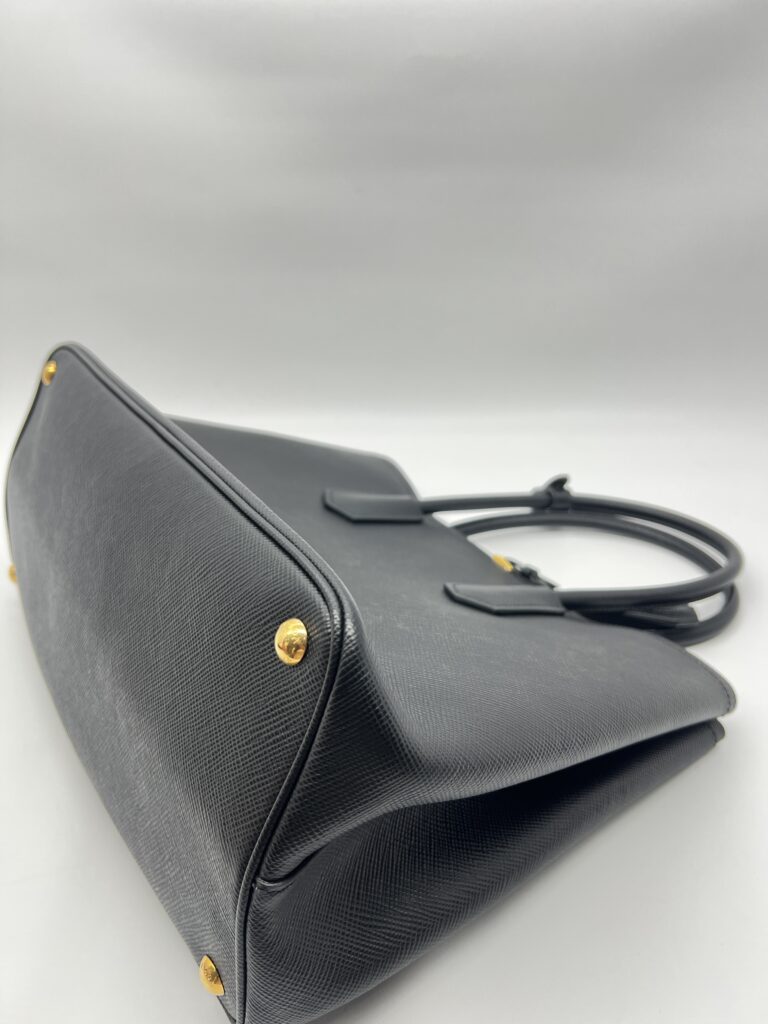 Prada Tote Bag Handle Saffiano Cuir Black GHW
