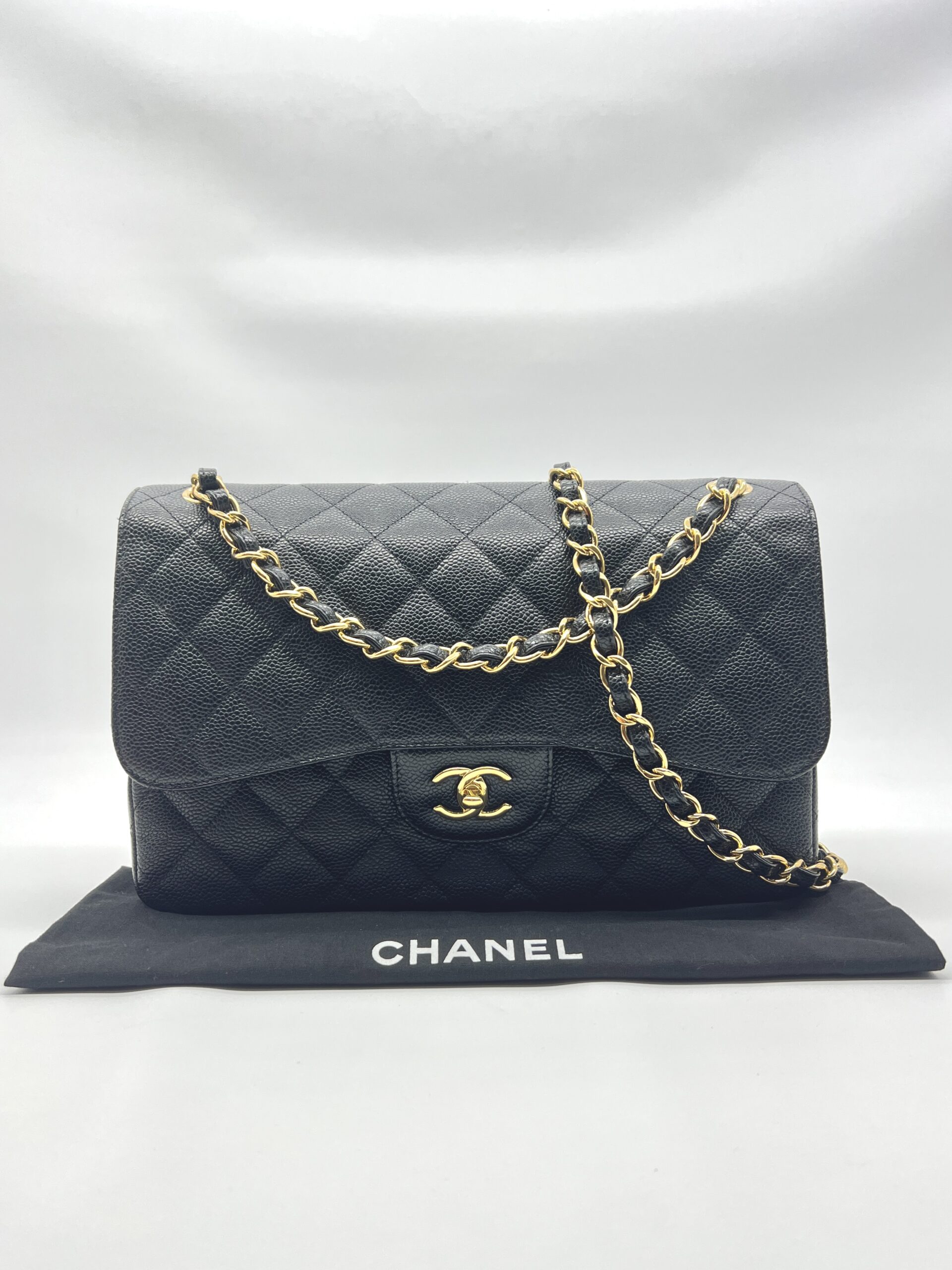 Chanel Classic Jumbo D Flap Caviar Black GHW