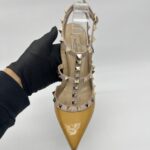 Valentino Rockstud Ankle Heels Patent Mustard