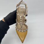 Valentino Rockstud Ankle Heels Patent Mustard