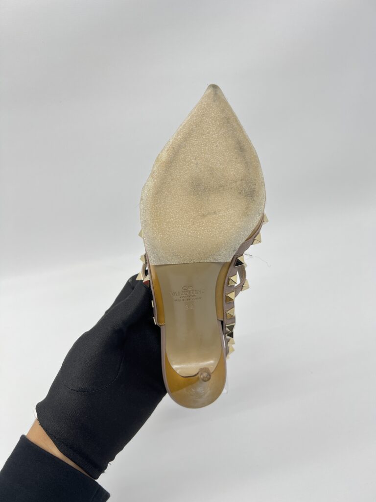 Valentino Rockstud Ankle Heels Patent Mustard