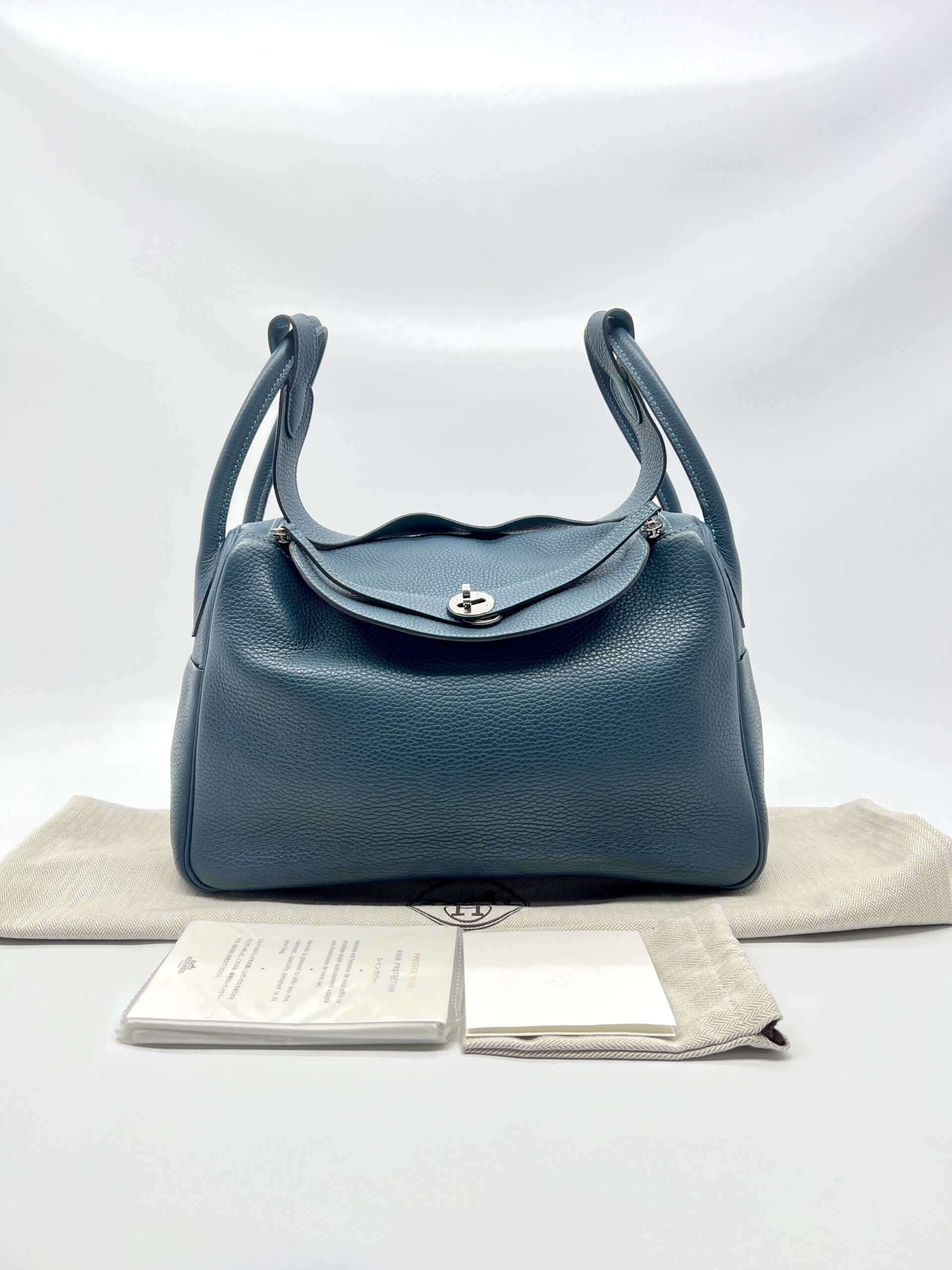 Hermes Lindy 34 Clemence Bleu Colvert/Turquoise Verso PHW