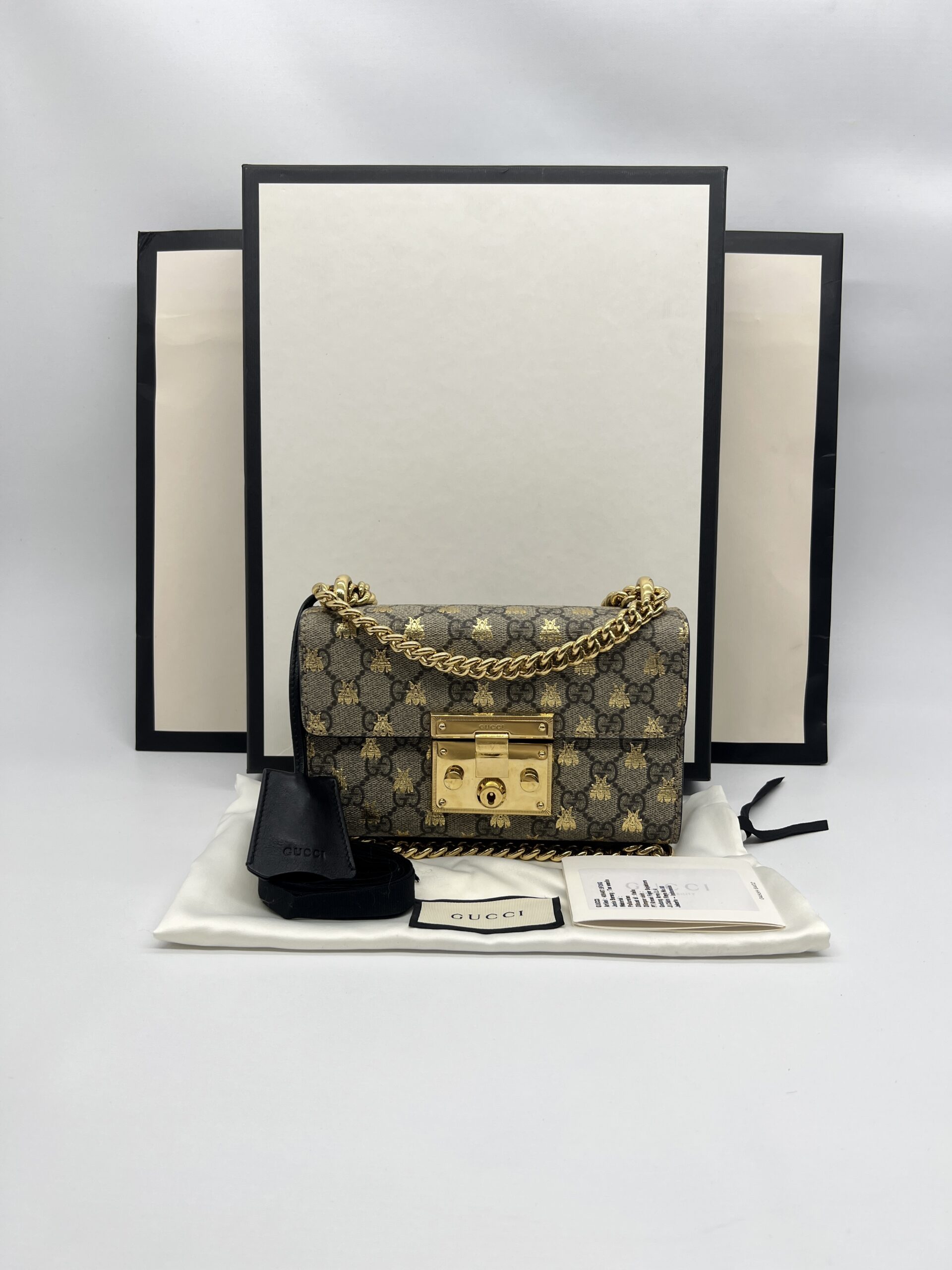 Gucci Padlock Small GG Supreme Bees GHW