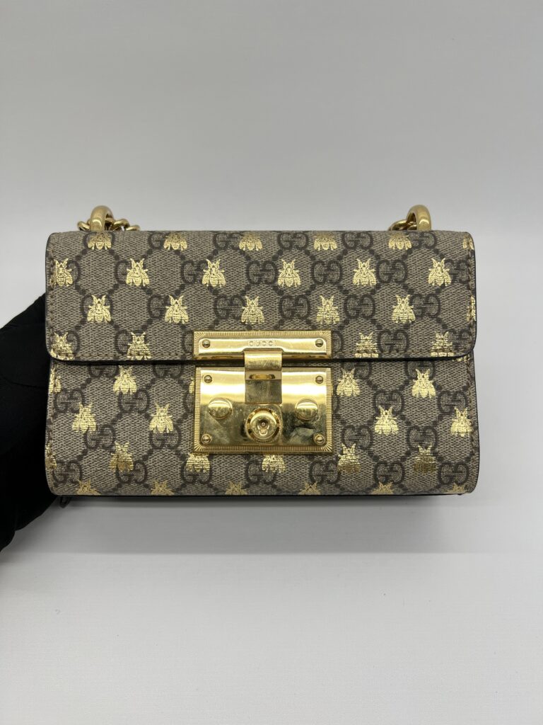 Gucci Padlock Small GG Supreme Bees GHW