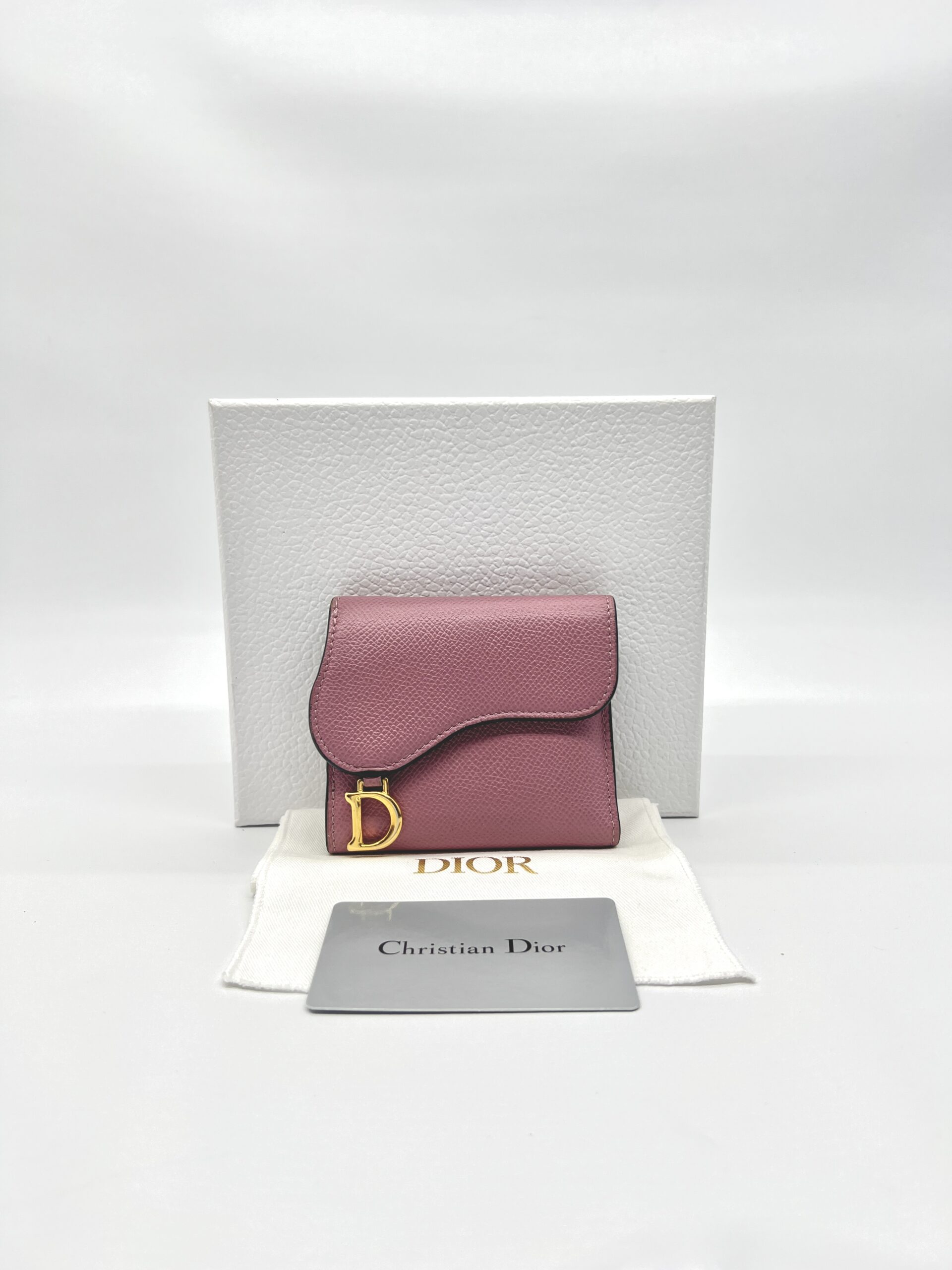 Dior Saddle Lotus Wallet Pink Grained GHW