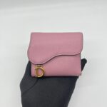 Dior Saddle Lotus Wallet Pink Grained GHW