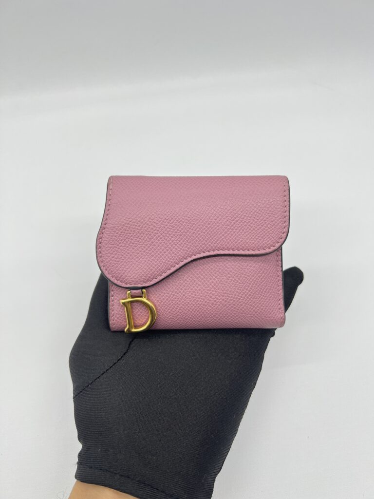 Dior Saddle Lotus Wallet Pink Grained GHW