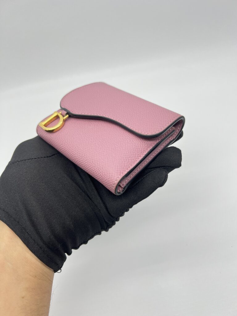 Dior Saddle Lotus Wallet Pink Grained GHW