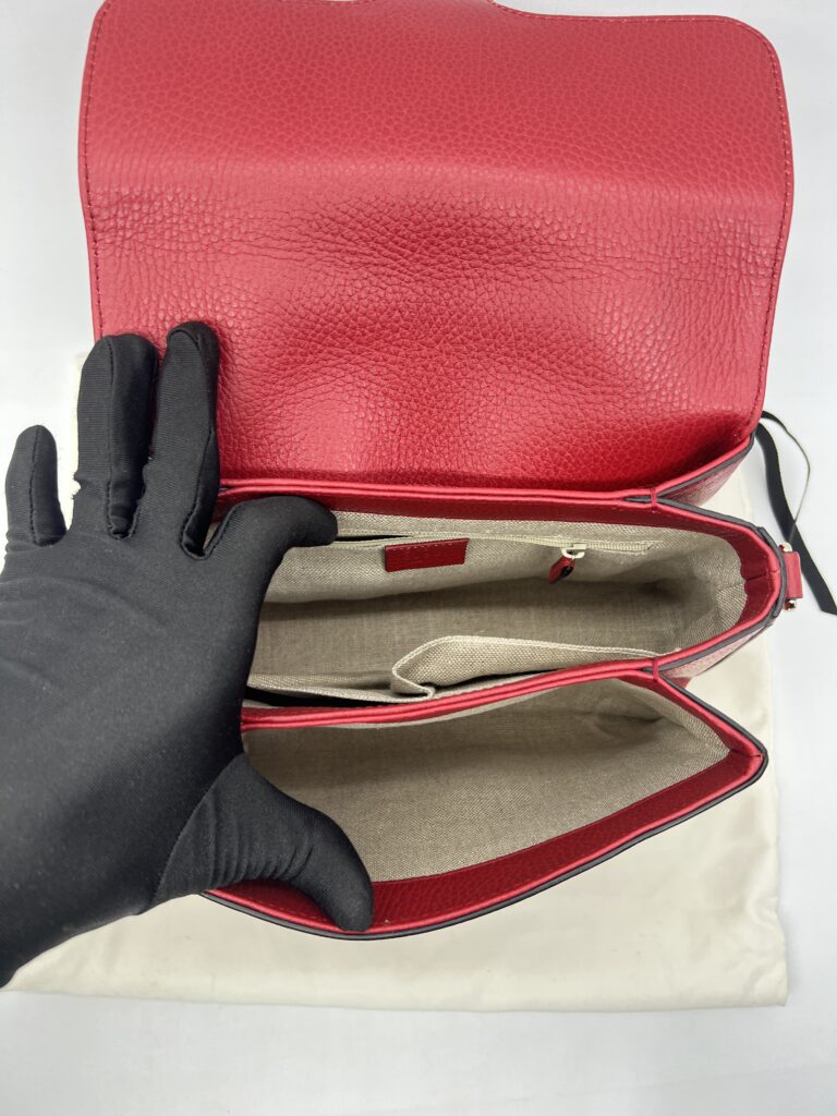 Gucci Interlocking GG Top Leather Grained Red LGHW
