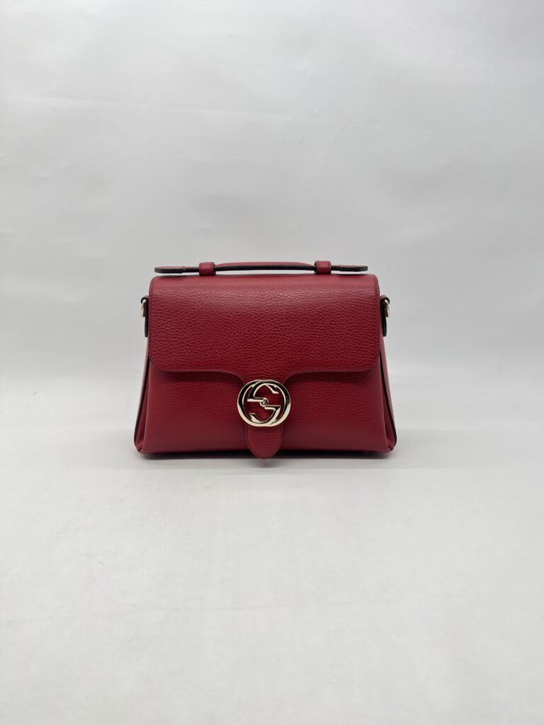 Gucci Interlocking GG Top Leather Grained Red LGHW