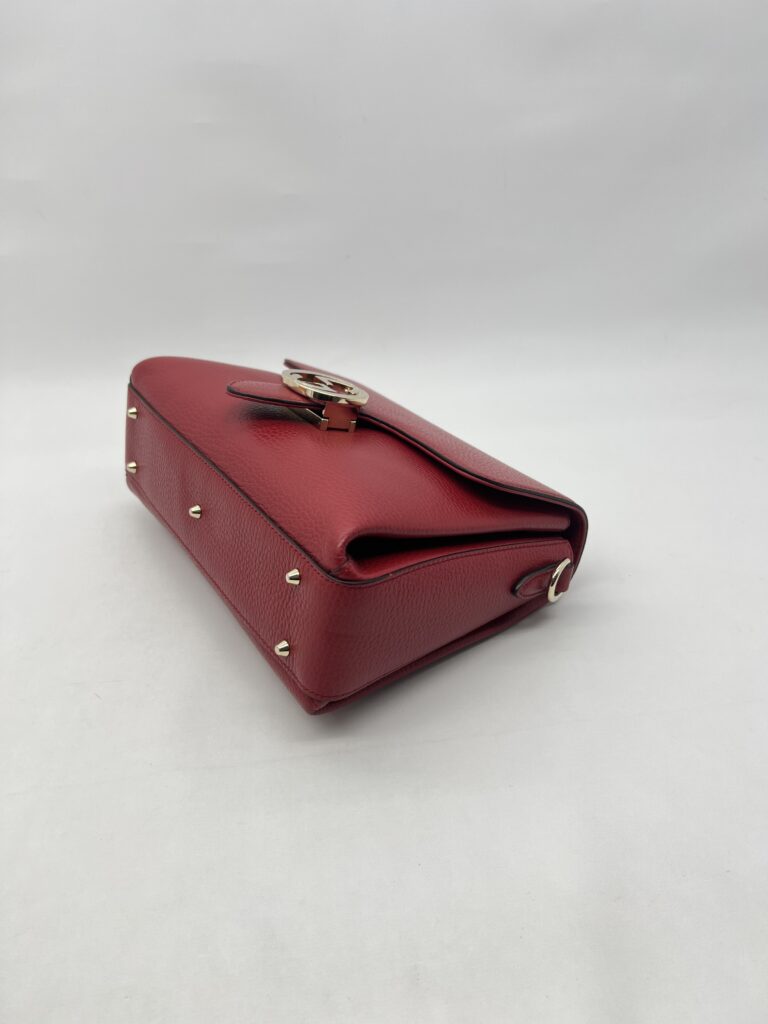Gucci Interlocking GG Top Leather Grained Red LGHW