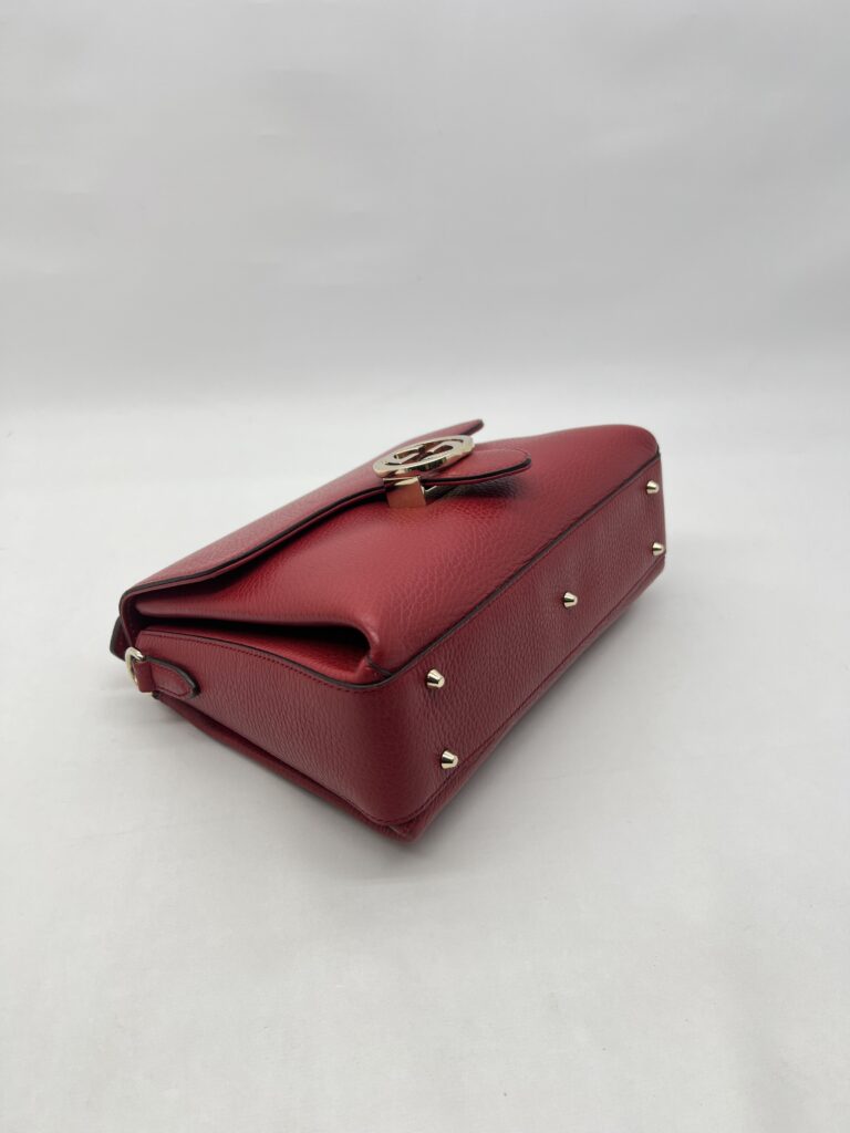 Gucci Interlocking GG Top Leather Grained Red LGHW
