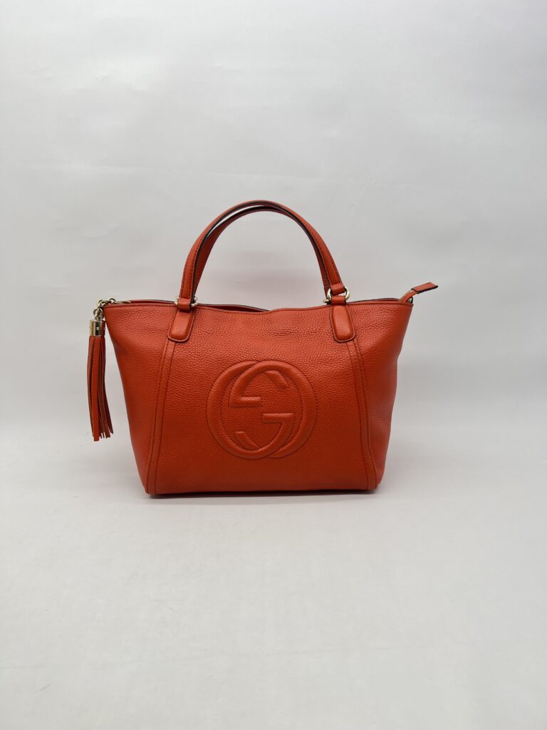 Gucci Soho Tote Zip Grained Orange GHW