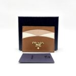 Prada Card Holder Saffiano Brown Multicolor GHW