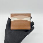 Prada Card Holder Saffiano Brown Multicolor GHW