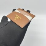 Prada Card Holder Saffiano Brown Multicolor GHW