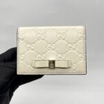Gucci Bow Card Holder Guccissima White GHW