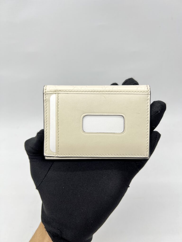 Gucci Bow Card Holder Guccissima White GHW