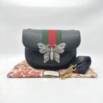 Gucci Crystal Butterfly Leather Black Ophidia GHW