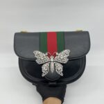 Gucci Crystal Butterfly Leather Black Ophidia GHW