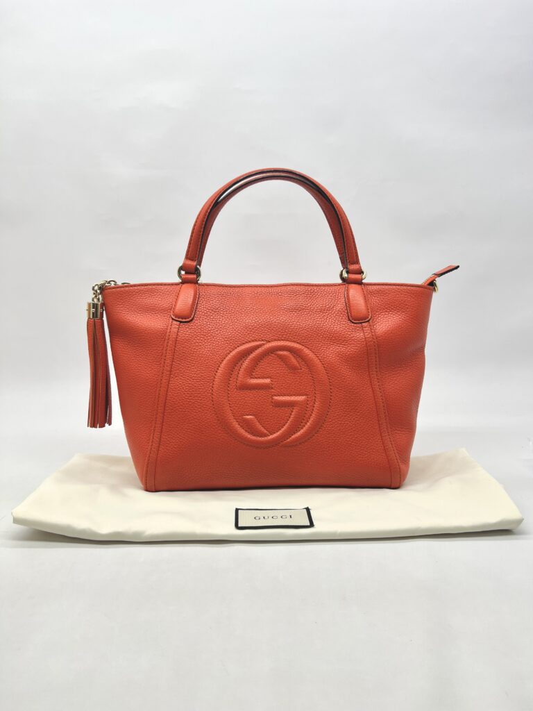 Gucci Soho Tote Zip Grained Orange GHW
