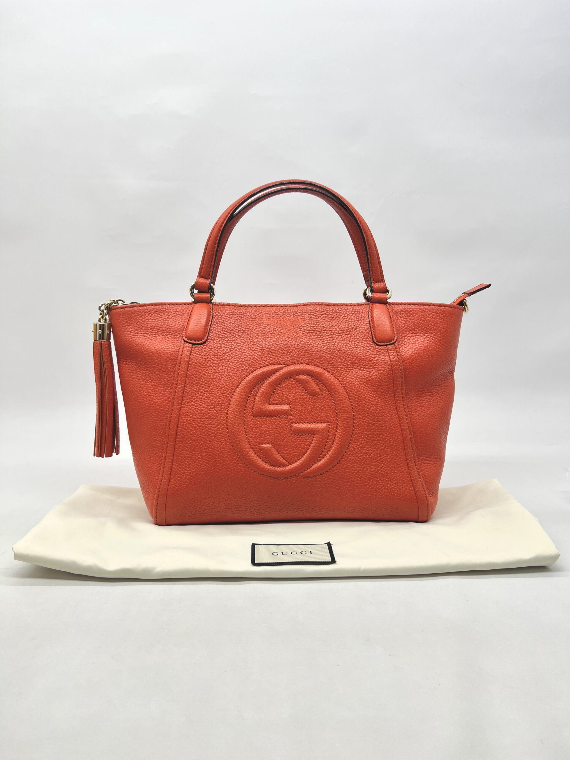 Gucci Soho Tote Zip Grained Orange GHW