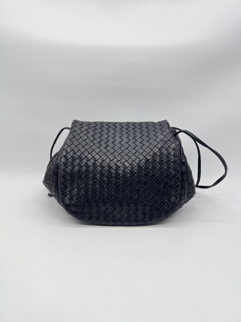 Bottega Veneta Nappa Flap Messenger Intrecciato Black