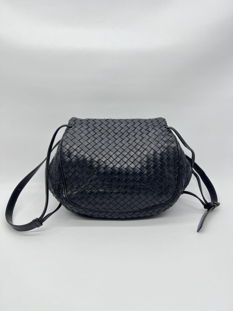 Bottega Veneta Nappa Flap Messenger Intrecciato Black