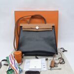 Hermes Herbag 31 Toile Hunter Noir Nature PHW