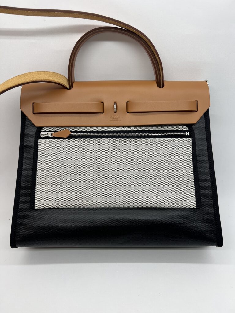 Hermes Herbag 31 Toile Hunter Noir Nature PHW